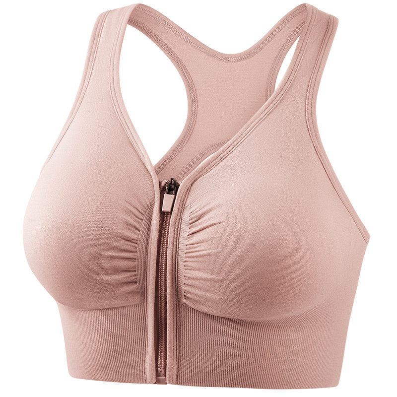 Front Zipper Sports Bra with Support