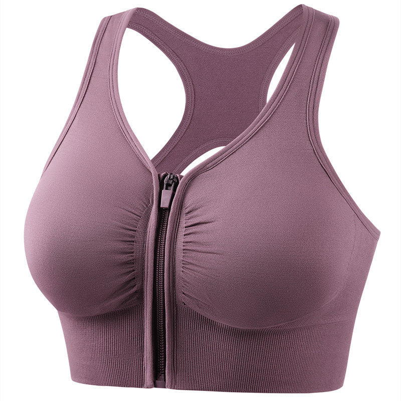 Front Zipper Sports Bra with Support