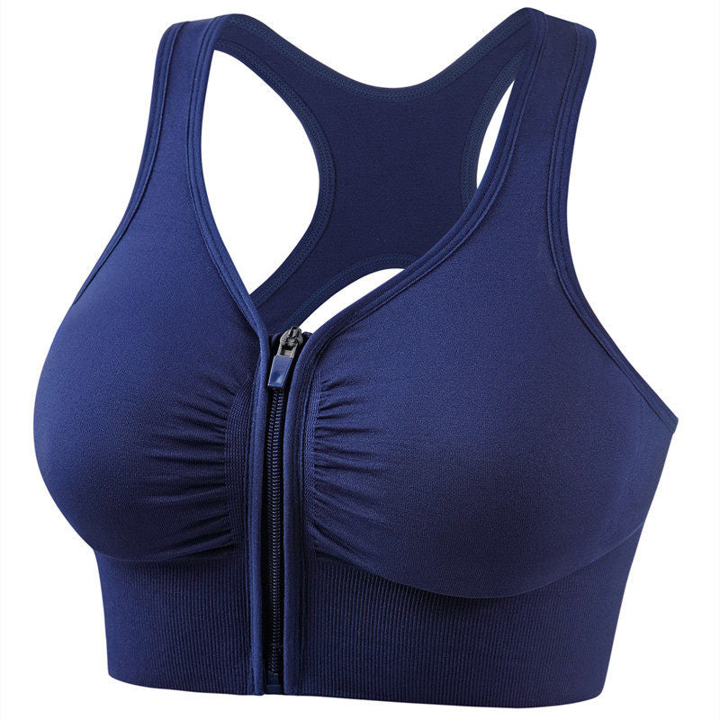 Front Zipper Sports Bra with Support