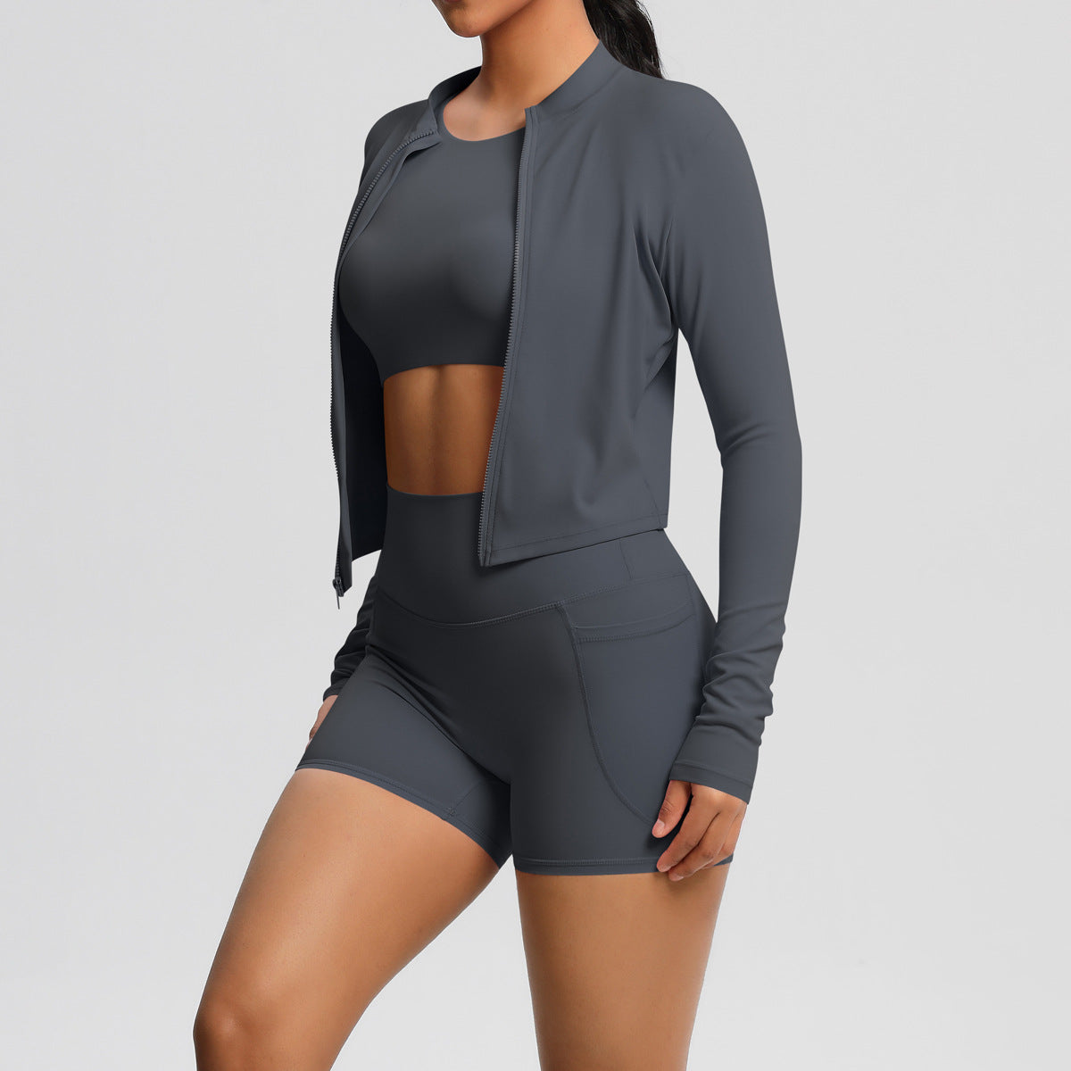 A three-piece yoga fitness suit for women