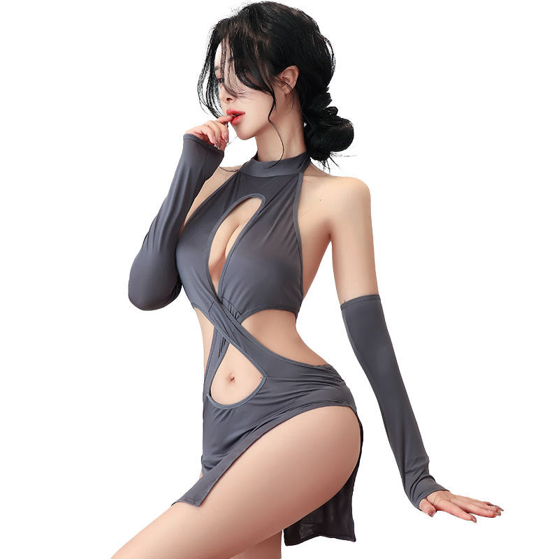 Sexy Cheongsam Lingerie Set with Cross Neck Design