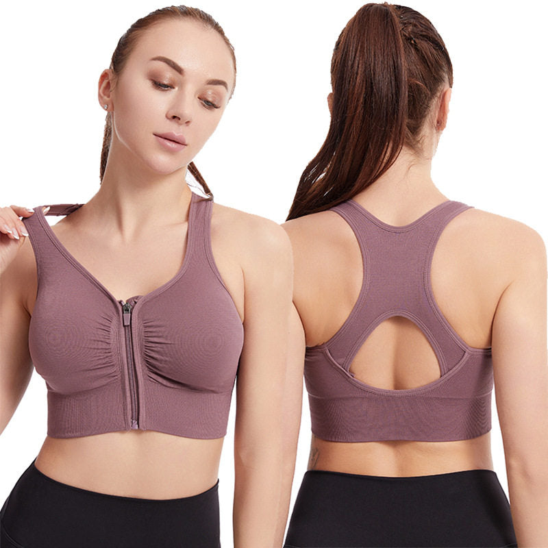 Front Zipper Sports Bra with Support